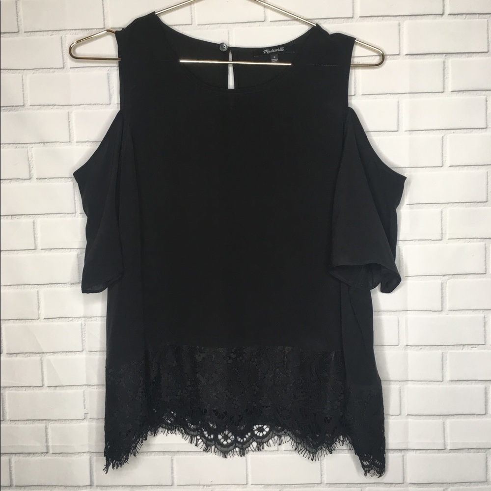 Madewell Lace Hem Cold Shoulder Top - Picture 3 of 4